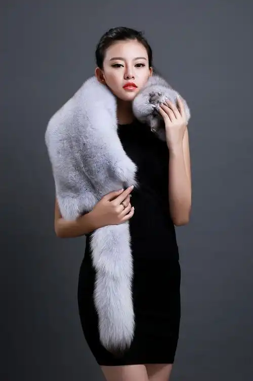 整只狐狸围脖围巾整张狐狸皮围脖高端狐狸真毛领子狐狸皮秋冬季男女