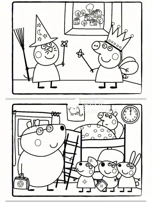 小猪佩奇简笔画涂色可打印100多张