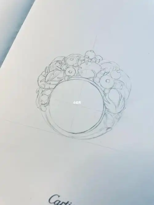 珠宝手绘戒指草稿图
