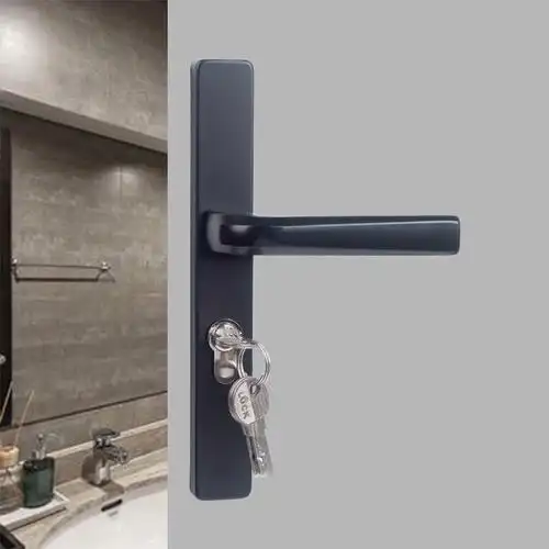 卫生间门锁无钥匙黑色极窄边门框阳台卫生间浴室门锁厨房洗手间厕所