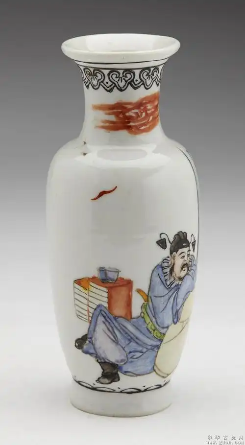 民国粉彩太白醉酒图瓶