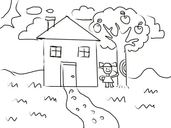 虽然不会看 但是很可爱吧#房树人  #心理学房树人绘画分析  #心理测试