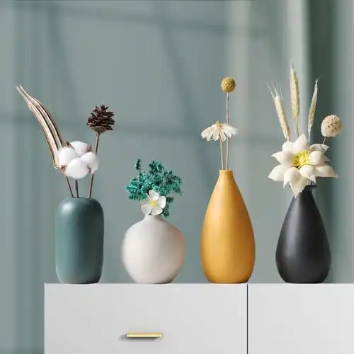 轻奢北欧风陶瓷小花瓶摆件客厅插花创意酒柜电视柜卧室房间装饰品