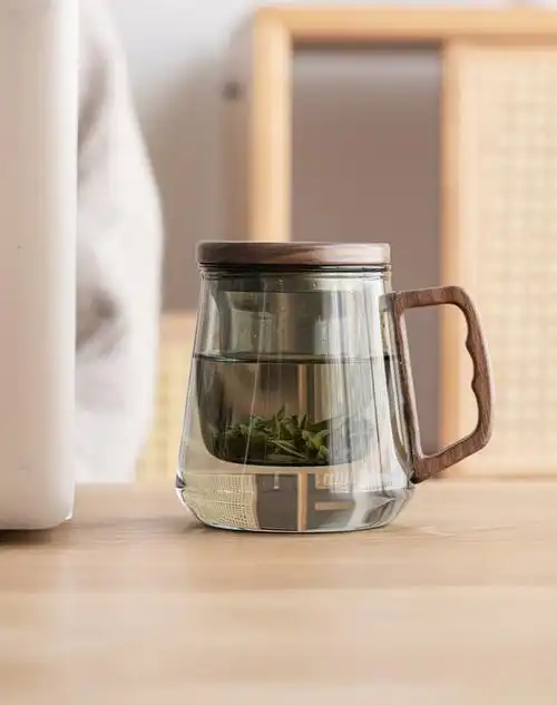 九匠风 玻璃泡茶杯带盖过滤水杯男士简约大容量茶水分离茶道杯子