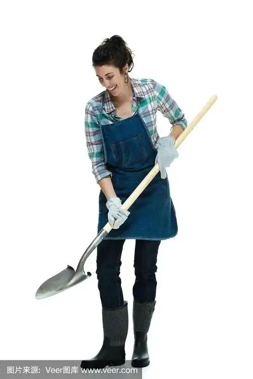 兴高采烈的农民在用铲子干活