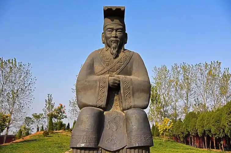 河南安阳市汤阴县羑里城周文王铜像_高清图片_全景视觉