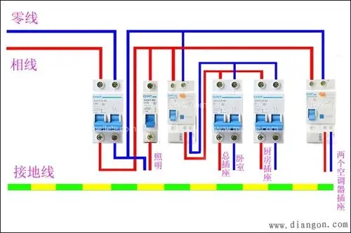 家用空气开关的安装接线图解