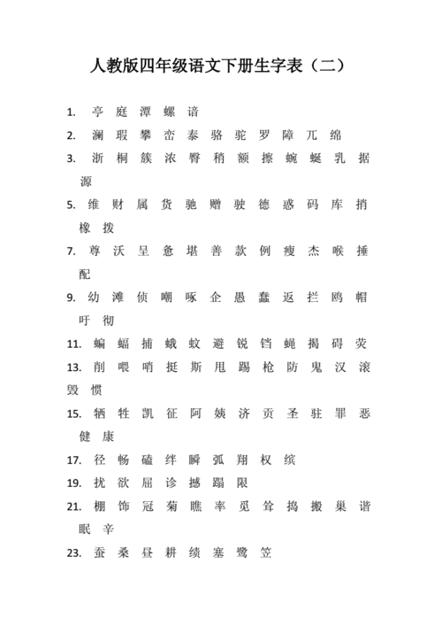 人教版四年级语文下册生字表(二).docx