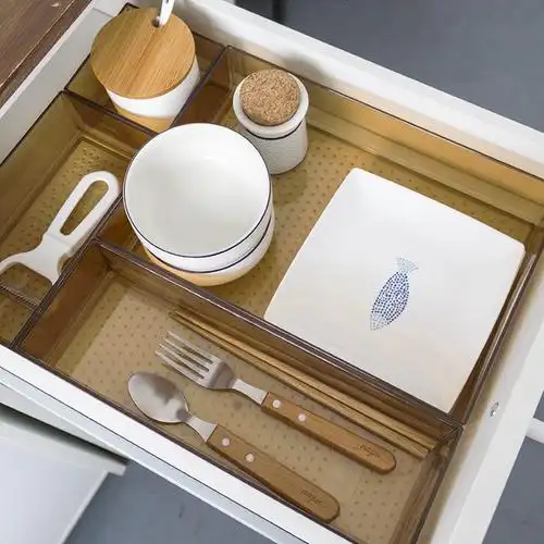 厨房餐具收纳盒抽屉分隔碗筷收纳盒隔板格塑料分类整理盒