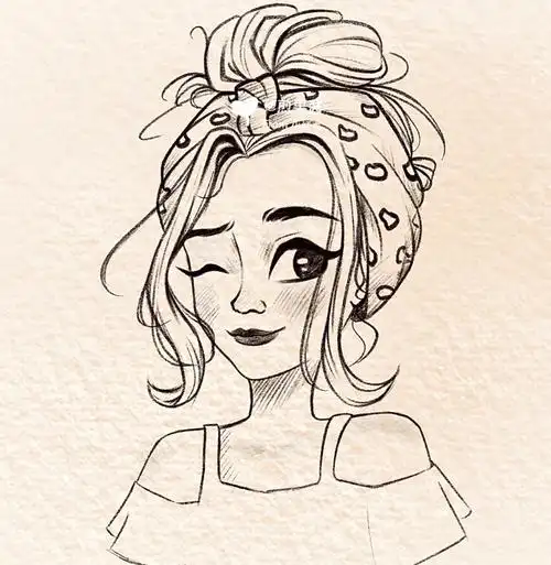 可爱卡通少女铅笔线稿头像临摹素材#手绘头像  #少女线稿  #绘画 教程