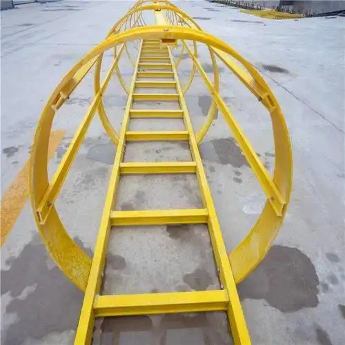 玻璃钢绝缘梯 鑫润飞玻璃钢水池直爬梯 玻璃钢护笼圈爬梯实体厂家