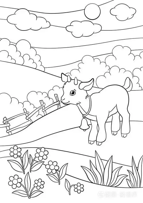 农场动物.小可爱 goatling 微笑插画-正版商用图片1ohxh0-摄图新视界