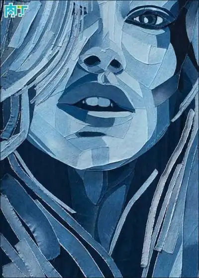 英国艺术家ian berry用牛仔裤制作的逼真布贴画画像艺术作品欣赏