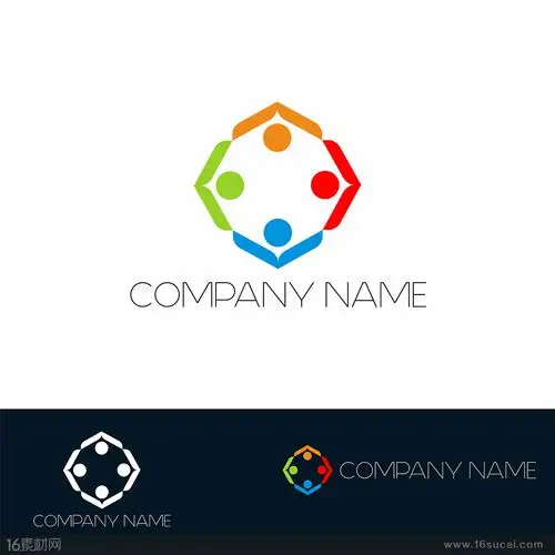 简约八边形彩色公司标志矢量素材 - 素材中国16素材网