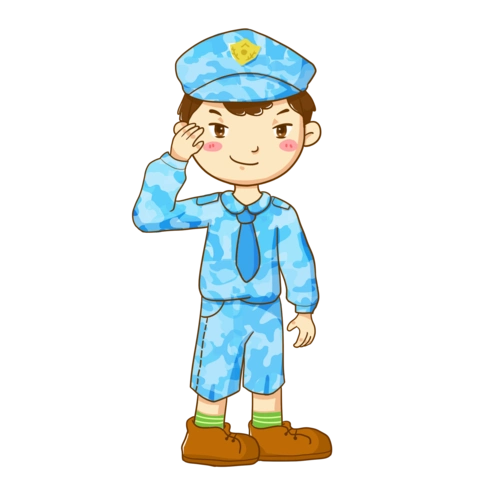 国庆节穿着蓝色迷彩服的军人敬礼免抠png素材