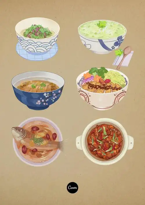 【设计素材】精致又清新的美食插画,来看点好吃的
