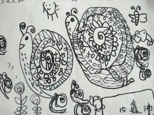 小天使幼儿园美术特长班线条画《蜗牛》