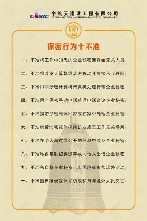 建设工程员工保密行为十不准行为准则制度牌