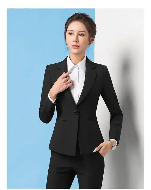 正装套装大学生面试工作服小西服上衣女士职业工作装女式褂子a款黑