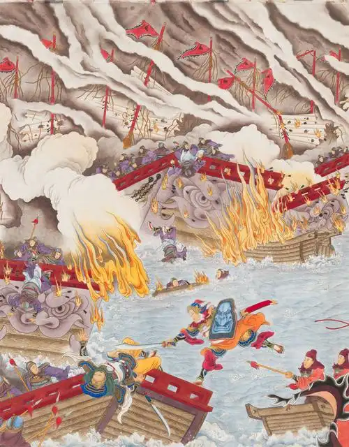 史上最大场景重彩工笔人物画《赤壁之战》贾国英先生创世之作!