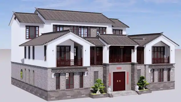 梅州五华客家民居228米226米三层现代中式四合院