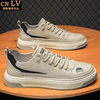 cnlv意大利国际轻奢侈品牌欧洲站皮鞋潮牌杏色男鞋潮流鞋子男潮鞋百搭