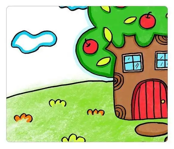 简笔画苹果树和房子怎么画怎么画