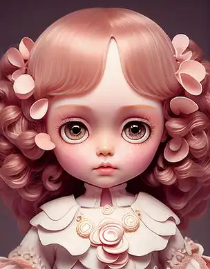 3d可爱大眼睛女孩樱花装饰bjd风格娃娃