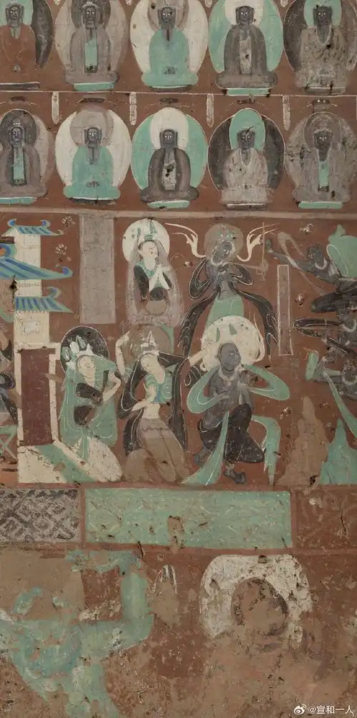 主室西壁北魏《九色鹿本生》依《佛说九色鹿经》绘制的长卷式故事壁画