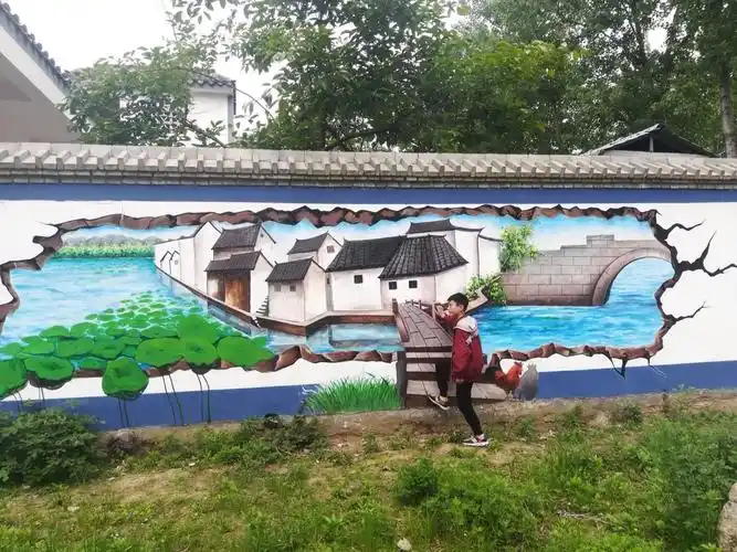 一品美术教育美丽乡村手绘墙画毛坡站