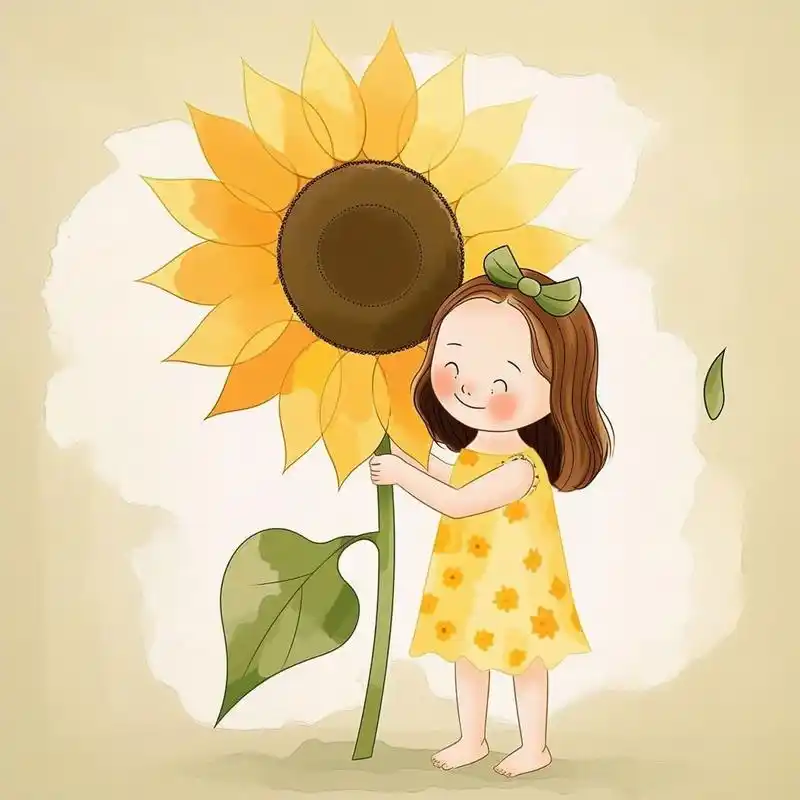 治愈系美图:向日葵女孩,仿佛阳光下的小精灵.#头像# #微信头像