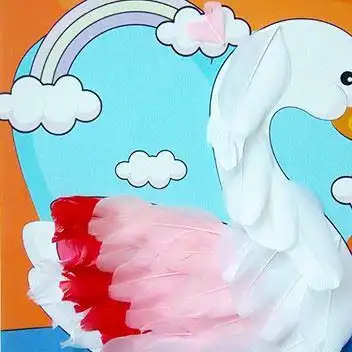 儿童羽毛粘贴画diy玩具创意手工玩具羽毛贴画