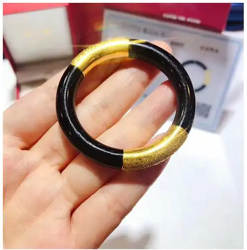 宝宝黑藤金手镯儿童镯子包金999足金黑腾母女手镯一对金镯子传承古法