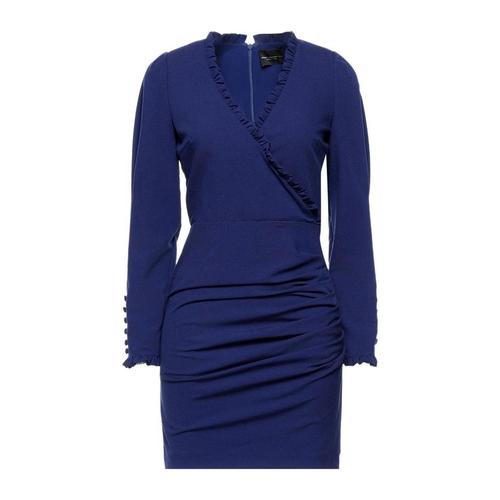 atos lombardini女款深蓝色v领连衣裙|short dress