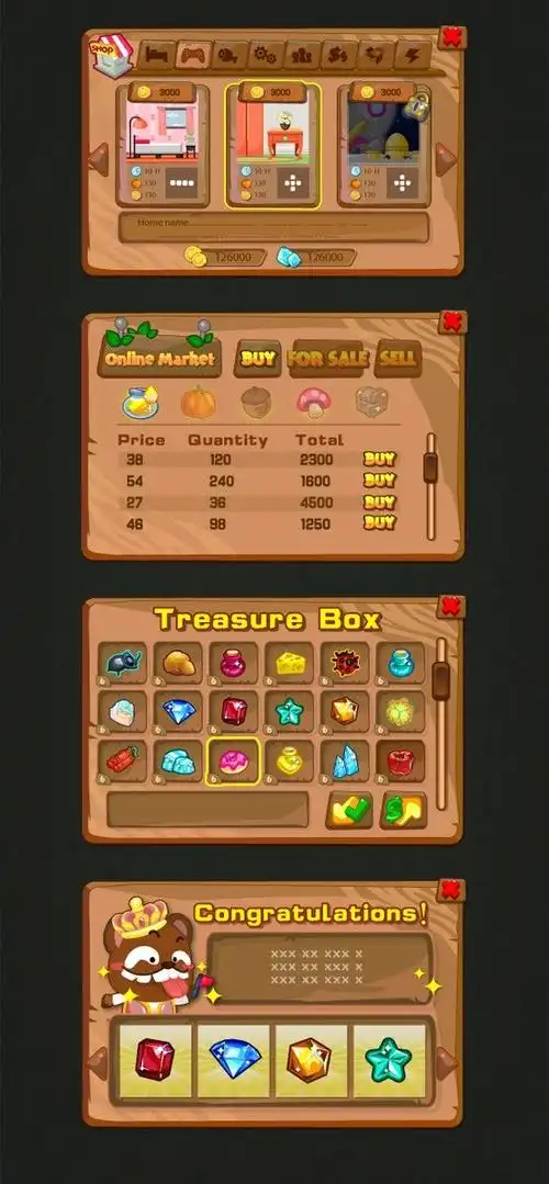 手绘风格质感游戏ui界面设计