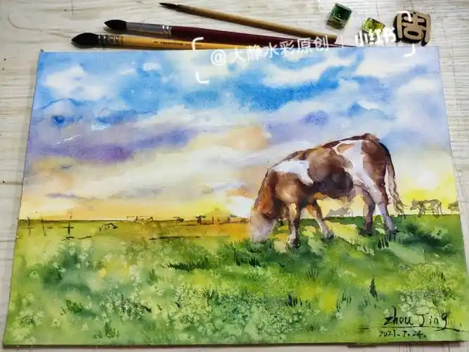 水彩风景画草原步骤教程分享