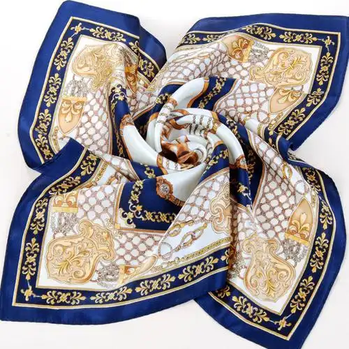 杭丝路真丝小方巾女商务空姐批发手帕丝巾儿童韩版 罗马假日-藏青