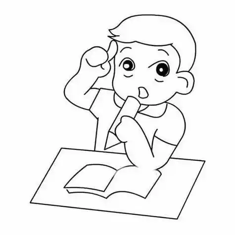 幼儿简笔画思考的小孩