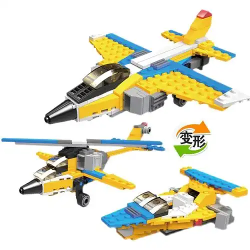 积木飞机男孩子战斗机益智力模型动脑儿童拼图6礼物8岁10拼装玩具