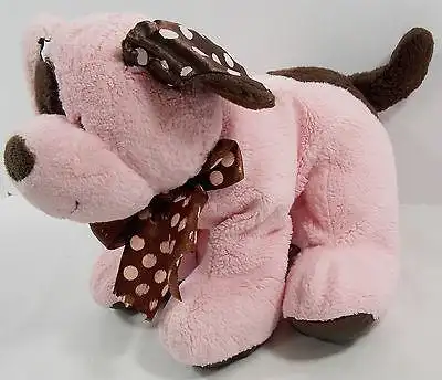 baby ganz pink brown puppy chocolate drop rattle plush stuffed