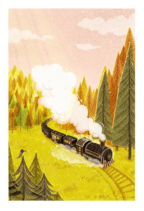 插画~火车驶来