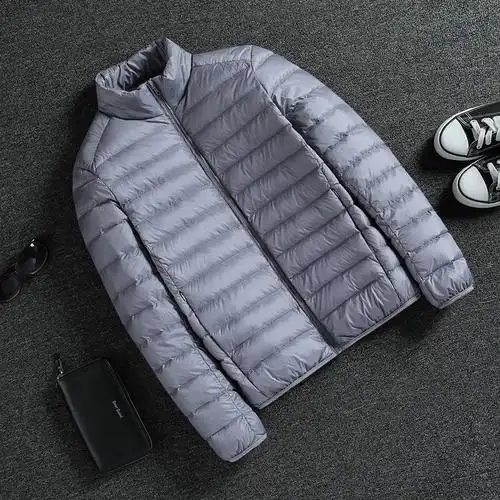 鸭绒羽绒服男款冬季轻薄短款百搭上衣男士保暖立领夹克便携带外套