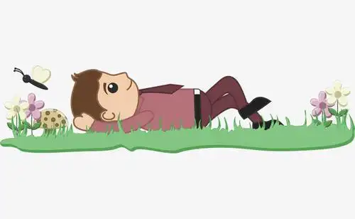 躺在草地上的小孩简笔画