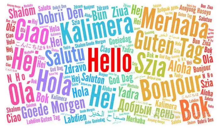 在不同的语言文字云你好