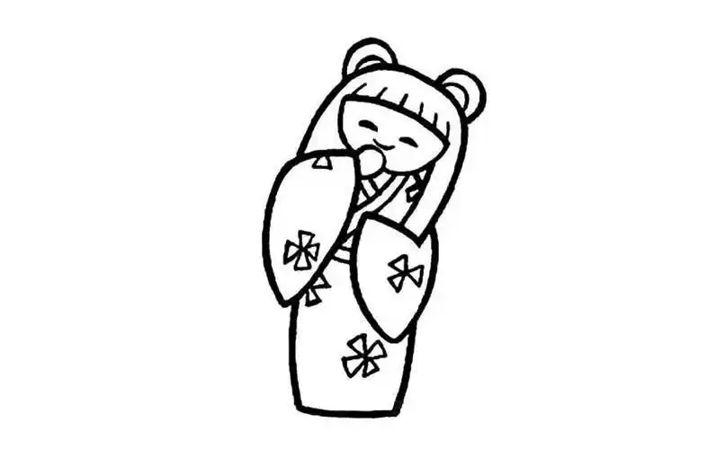 如何画穿着和服跳舞的樱桃小丸子卡通简笔画q版日本女孩的简笔画法
