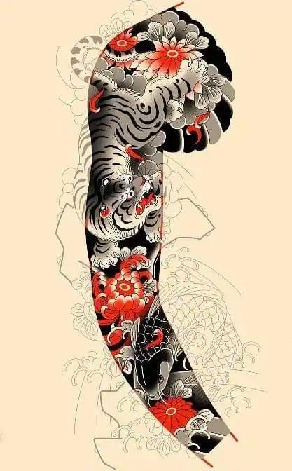 被称为刹车印的老传统花臂纹身图案