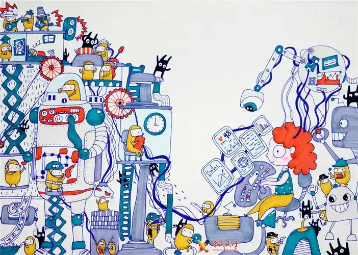 人工智能科幻画一等奖作品《ai工厂》