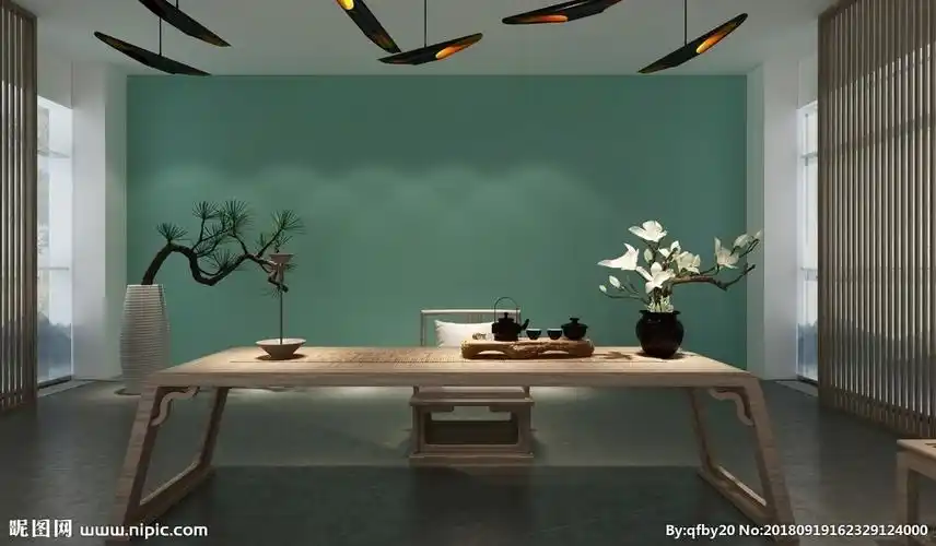 茶室背景墙图片