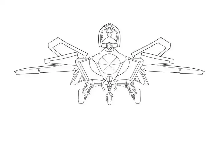 手绘歼20附带线稿