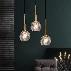 后现代轻奢全铜吊灯北欧简约客厅背景墙单吊设计师床头鱼线型吊灯